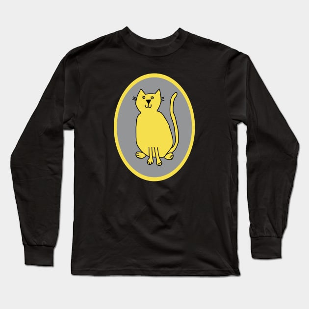 Illuminating Cat on Ultimate Gray Oval Long Sleeve T-Shirt by ellenhenryart